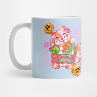 Nice cat. Japanese cat in flowers. money cat Mug